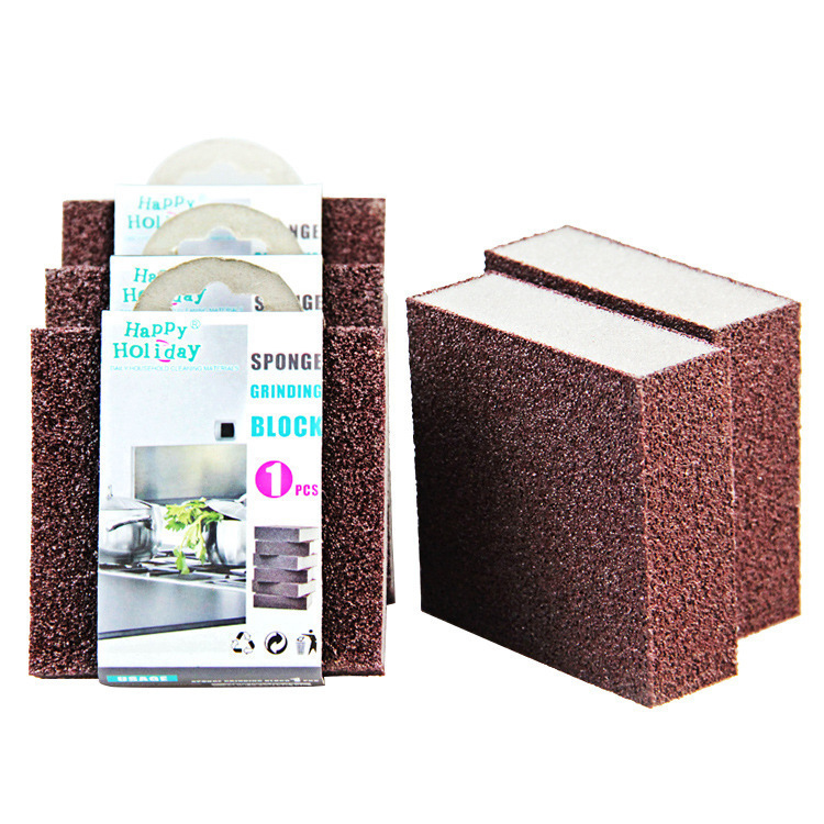 Emery sponge to scrub pot bottom gray sponge sand block kitchen cleaning household pot washing brush rust removal sponge block wholesale