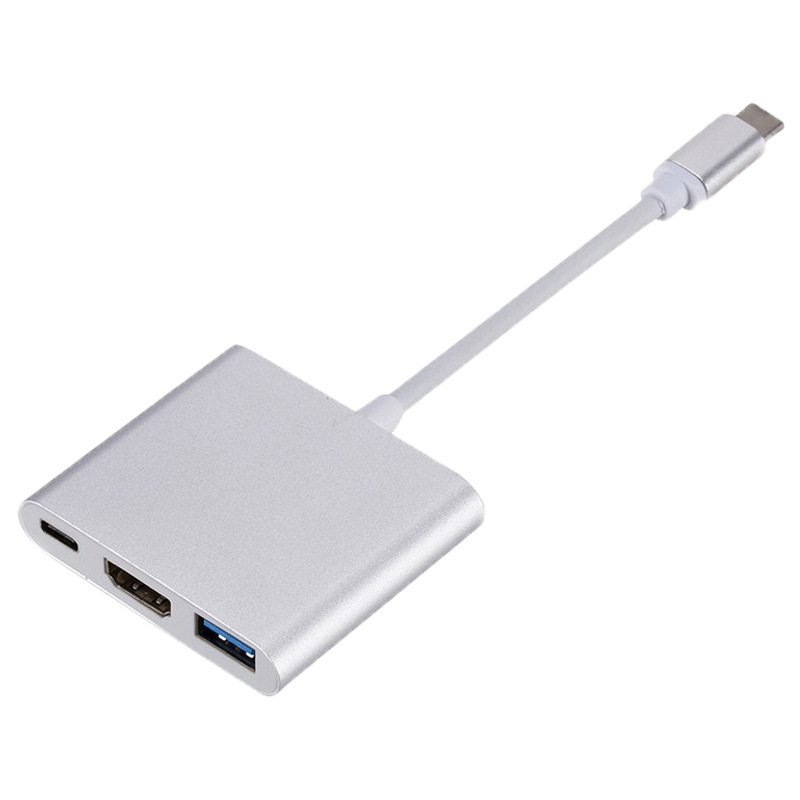 type c to hdmi+usb+PD three-in-one docking station aluminum alloy HUB multi-port converter computer to TV