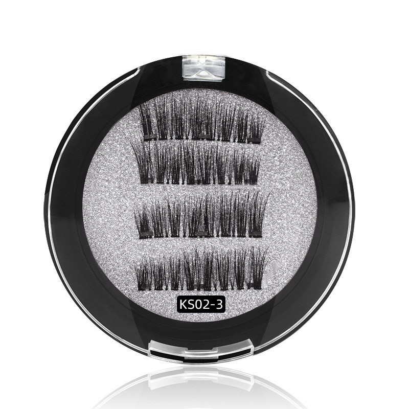 Manufacturer wholesale magnet false eyelashes three magnetic glue-free 3d eyelashes European and American magnetic false eyelashes eyelashes