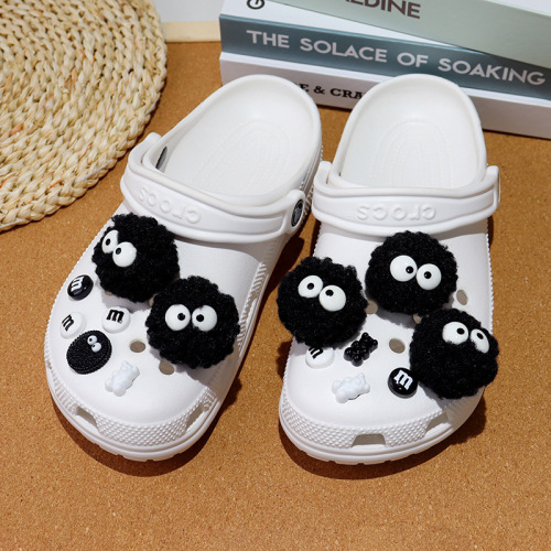 Croc shoes diy accessories black dust elf fur sneakers flower decoration removable shoe buckle