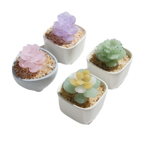 Glazed potted plants, handicrafts, glass products, Zibo succulent bean sprouts, cactus, gifts, office cross-border