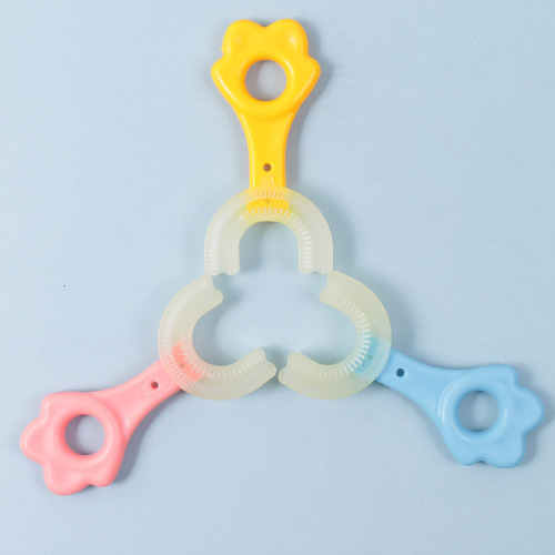 New children's U-shaped imitation silicone toothbrush manual baby lazy oral toothbrush oral cleaning toothbrush