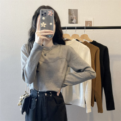 Women's new autumn and winter sweater bottoming shirt with stylish fake two-piece top