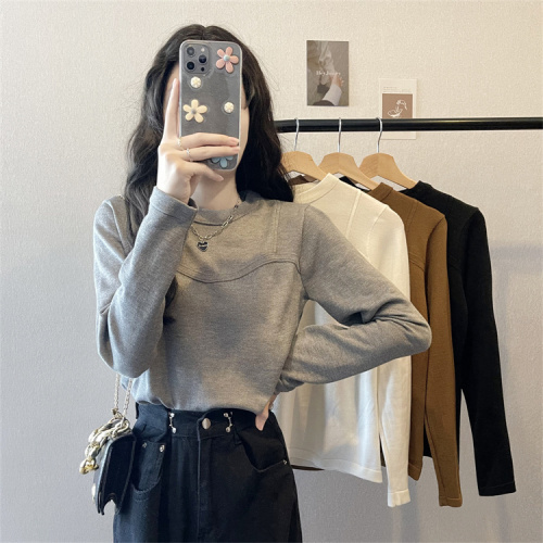 Women's new autumn and winter sweater bottoming shirt with stylish fake two-piece top
