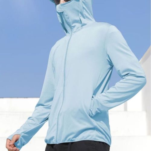 Ice silk sun protection clothing men's summer thin handsome outdoor jacket American high street hooded sun protection clothing jacket