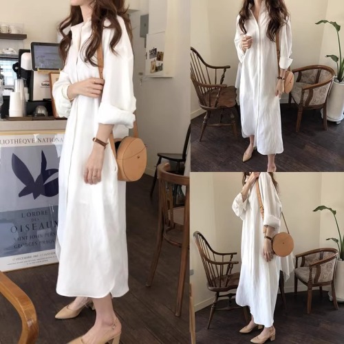 Beach and seaside white sun protection cardigan jacket women's summer shirt thin high-end casual loose long shirt