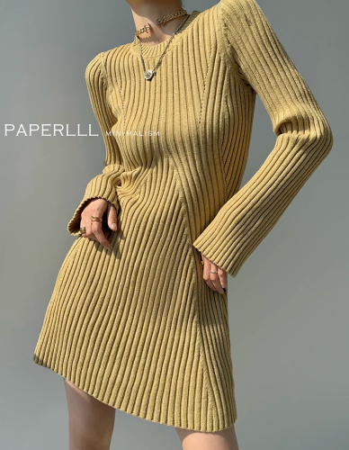 Slim knitted dress for women autumn and winter 2024 new inner layered sweater dress short skirt