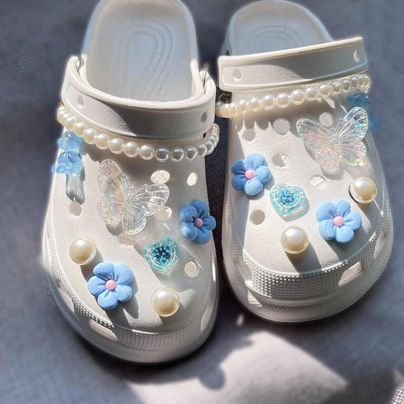 New cross-border clog shoes accessories pearl chain shoe flower shoe buckle diy buckle accessories decorative buckle jewelry set