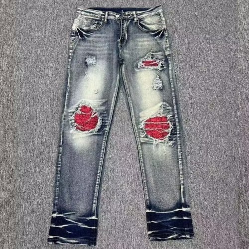 Can be returned and exchanged in two batches. Autumn high-quality retro blue jeans new personalized design men's casual and versatile style