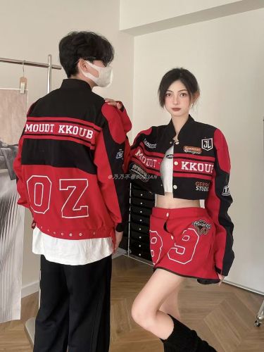 2024 detachable jacket American retro baseball uniform motorcycle suit vintage fashion racing suit