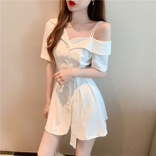  new summer women's off-shoulder suit skirt with waist and slimming temperament dress salt style street skirt