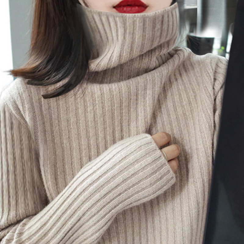 Brand Discount Thickened Half Turtleneck Sweater Women's Loose and Western Style 2024 New Cashmere Bottoming Sweater Autumn and Winter