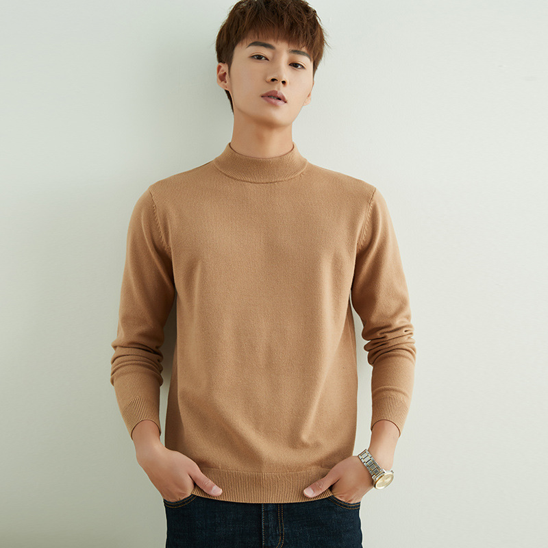Autumn and winter cashmere sweater men's business youth half turtleneck pullover bottoming sweater thickened warm cashmere sweater men's clothing