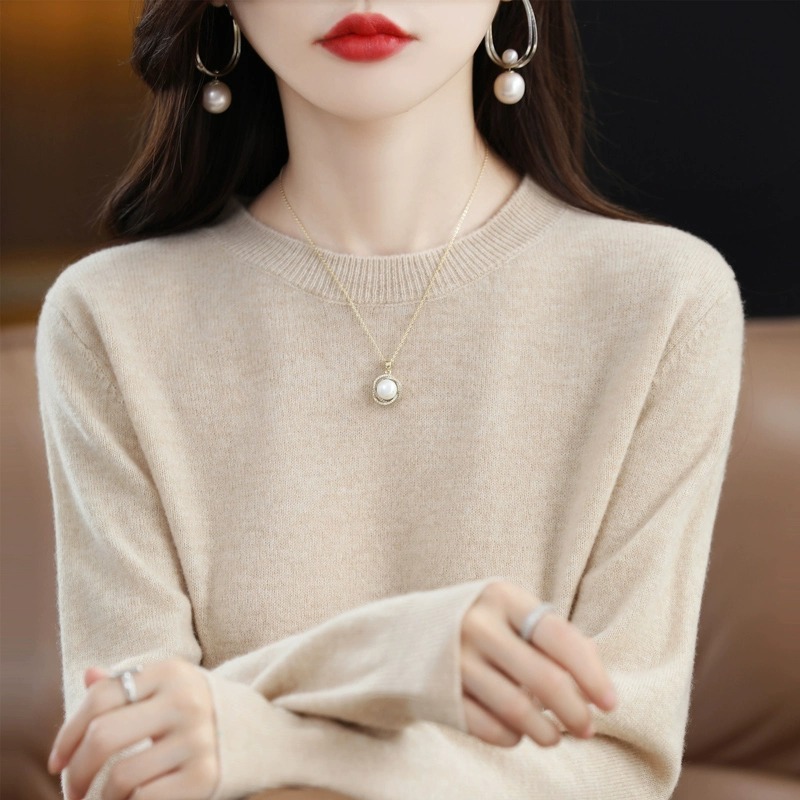 New autumn and winter round neck wool sweater bottoming shirt, loose inner wool women's wool top, fashionable and versatile trendy brand