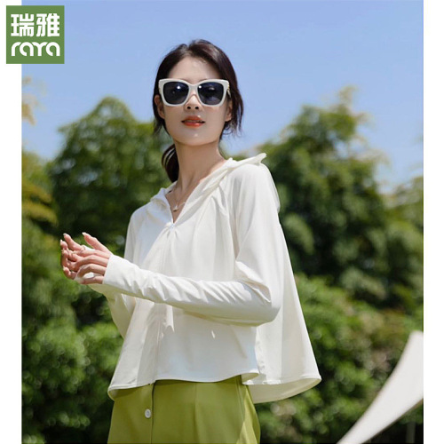 Sun protection clothing for women 2024 summer new ice silk cool breathable sun protection shawl black rubber brim thin sun protection clothing