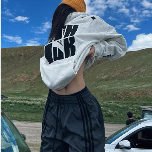 [Tmall/Quality/Thin Style] Heavy Chinese Cotton/Silver Fox Velvet Double-layer Hat Letter Pattern Printed Sweatshirt