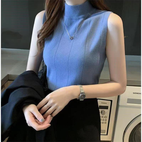 2024 new summer bottoming shirt for women summer slim thin sweater sleeveless sweater with vest short top