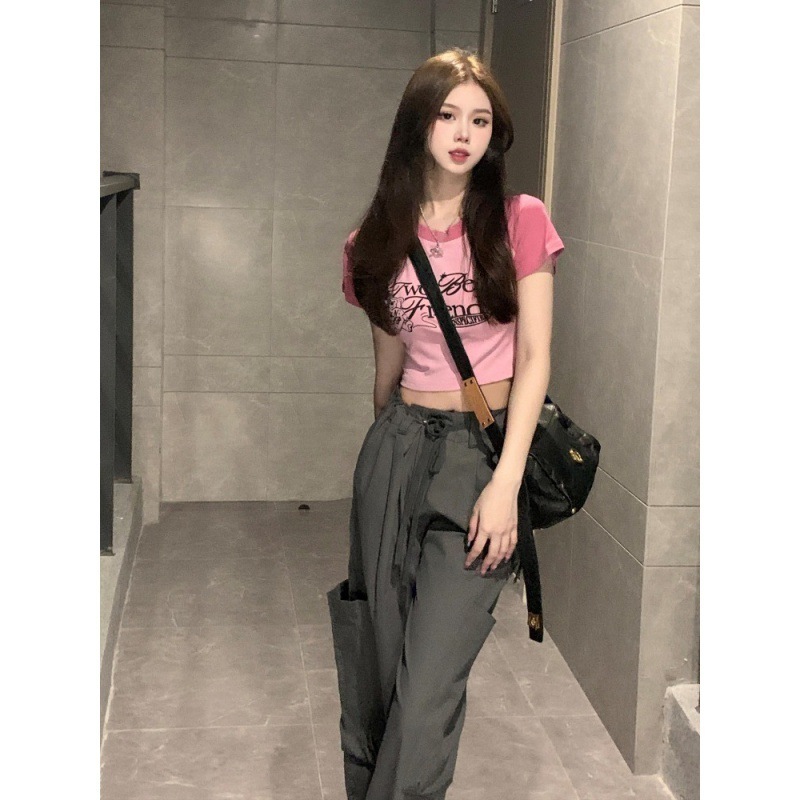Plus size casual overalls for women summer new loose slimming straight pants fat mm high waist covering crotch wide leg pants