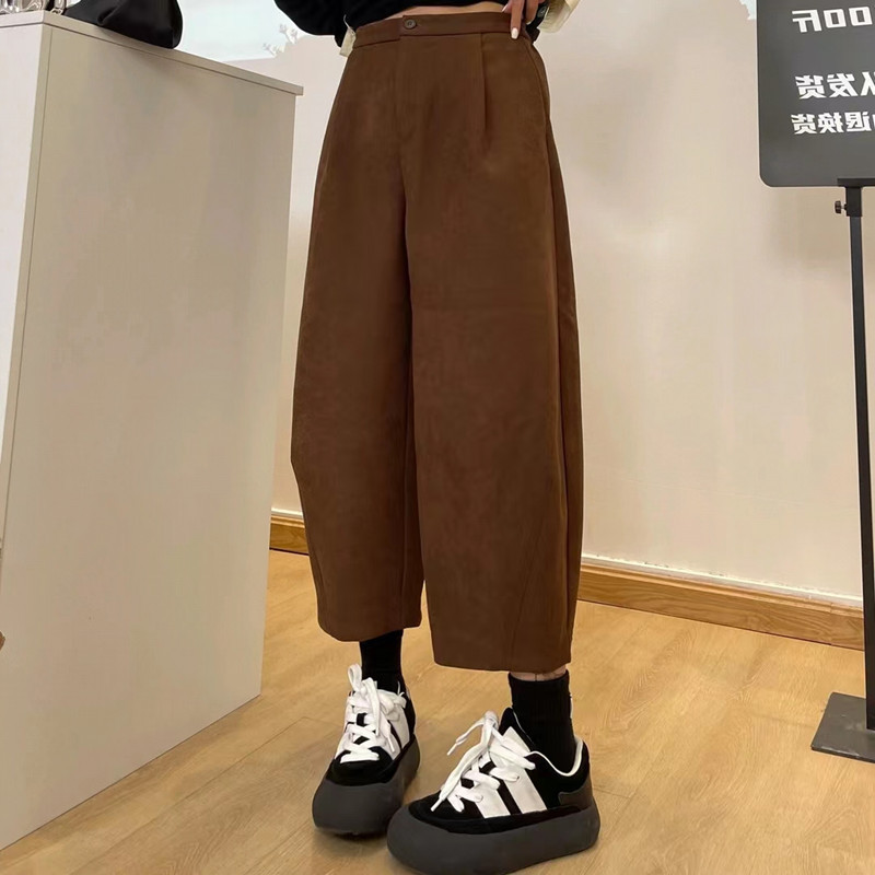 Autumn New Harem Casual Sickle Pants Women's 2024 Large Size Fat Sister Loose Nine-Point Woolen Pants Banana Pants