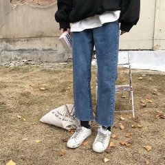 Pear-shaped figure retro cigarette jeans for women plus size summer new fat girl high waist slim straight nine-point pants