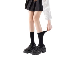 Black socks women's mid-calf socks spring and autumn college long-tube over-the-knee socks jk long socks calf socks pressure slimming leg socks