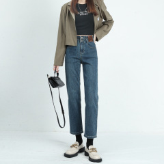 Hot style narrow straight-leg Tencel jeans for women summer high-waisted straight-leg pants slim fit stretch cigarette pants women summer