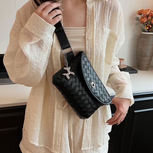 Korean style woven waist bag women's bag 2024 new style trendy and versatile commuter shoulder bag fashion casual crossbody chest bag for women