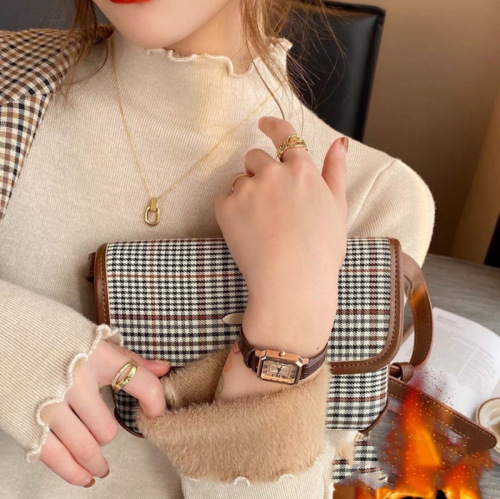 Women's new one-piece fleece sweater 2024 half turtleneck fungus edge autumn and winter bottoming shirt with knitted pullover top trendy