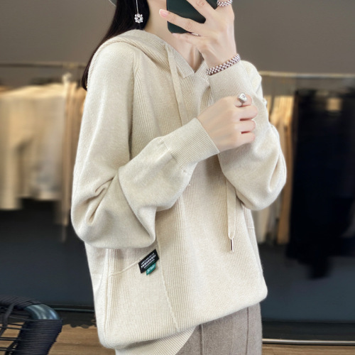 Autumn and winter new sweatshirt hooded cardigan women's casual loose knitted bottoming sweater coat pullover hooded sweater