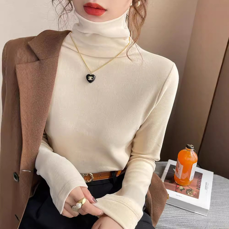 Autumn and winter new style German velvet bottoming shirt for women, Korean version, slim fit, thickened warm long-sleeved T-shirt top