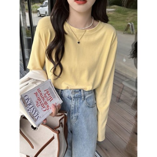 New DeRong spring, autumn and winter long-sleeved shirt for women, all-match casual solid color niche inner layering shirt top