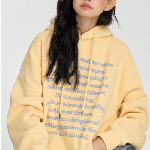 [Tmall/Quality/Thin Style] Heavy Chinese Cotton/Silver Fox Velvet Double-layer Hat Full Screen Letter Printed Sweatshirt