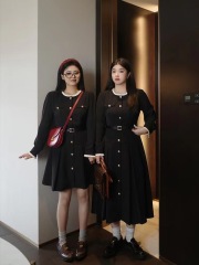Li Xiaosha Black Label Series Slightly Fat Plus Size Hepburn Style Black Long Sleeve Dress Autumn Women's Waist Little Black Dress