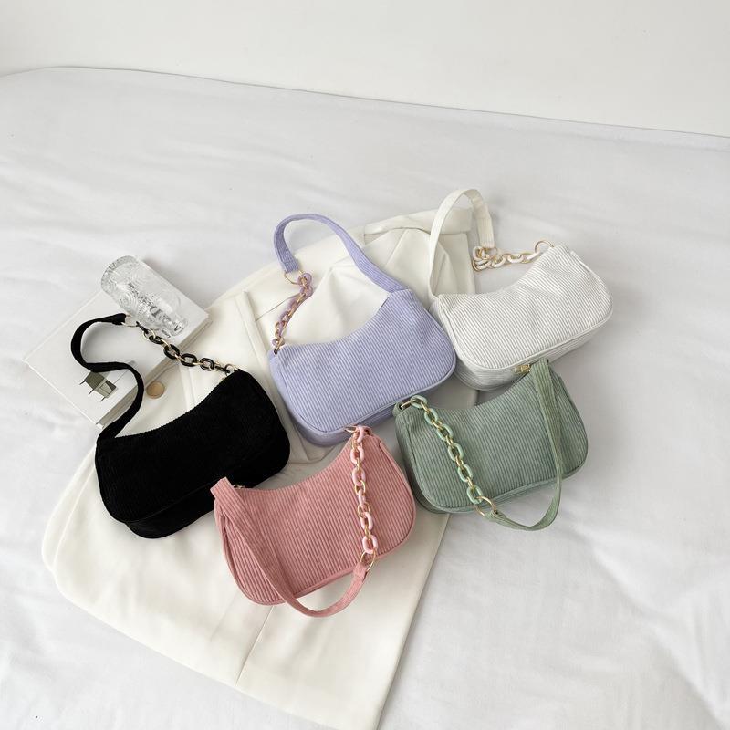 Korean style artistic cloth bag, simple casual corduroy cloth shoulder bag for women, solid color mini crossbody bag, handheld canvas bag
