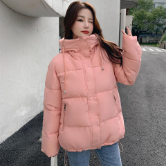 Five-color short hooded cotton coat for women back-to-season winter clothing Hong Kong style loose fashion candy color student bf warm bread suit