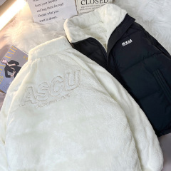 Reversible lamb wool cotton-padded jacket, women's new winter velvet Korean style loose bread coat, reversible cotton-padded jacket