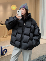 Cross-border 2024 new winter woven personalized square cotton coat Korean style warm temperament thickened cotton coat for men and women