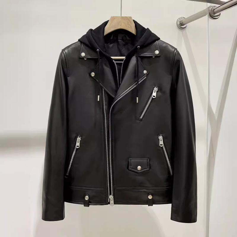 2024 Spring and Autumn New Men's Leather Jacket Men's Korean Style Trendy Slim Handsome Motorcycle Suit Casual Jacket Trendy