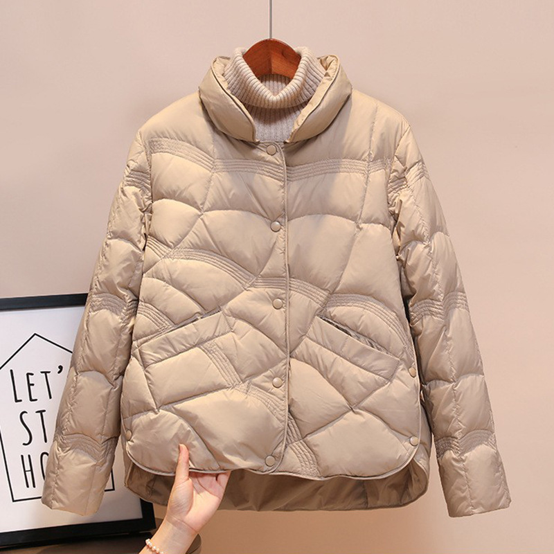 New product Xiangyun embossed down cotton coat women's short fashion stand collar light cotton coat women's cotton-padded jacket