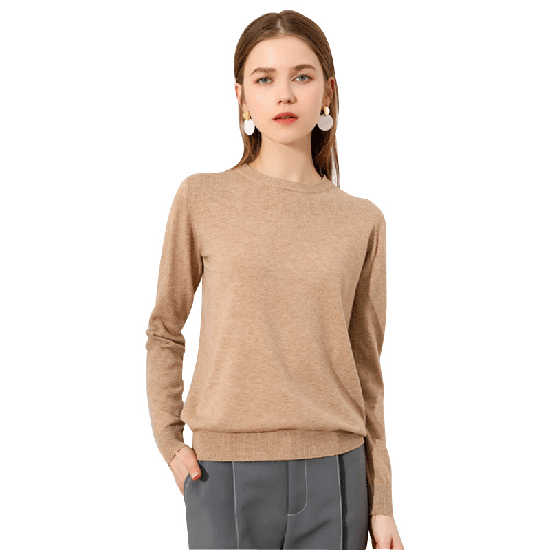 New Korean style women's sweater for early autumn, pullover thin long-sleeved versatile round neck wool sweater