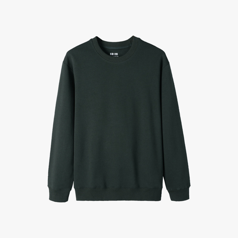 330g pure cotton oversize round neck sweatshirt for men Japanese style loose shoulder Xinjiang cotton solid color couple sweatshirt