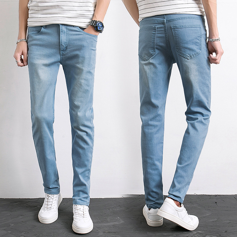 New men's jeans Korean style slim fit stretchy slim fit breathable men's denim trousers