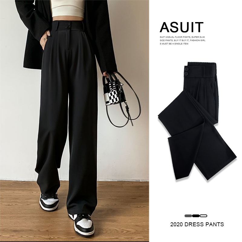 Suit narrow version wide leg trousers women's trousers spring and autumn new 2024 high waist slimming drape straight narrow version high-end suit trousers