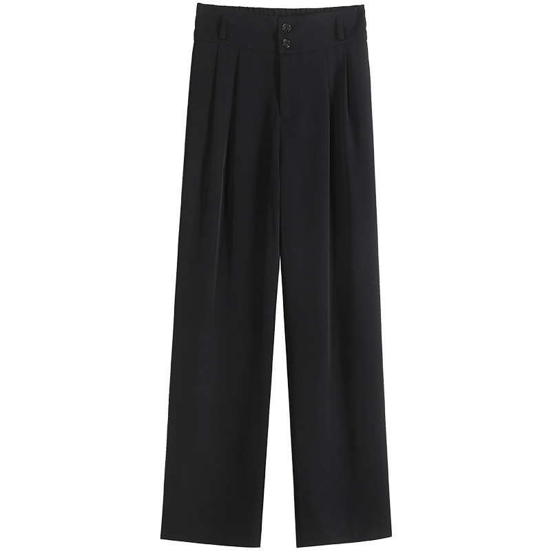 Suit wide-leg pants for women, spring and autumn 2024 new slim, high-waist, high-end, drapey black straight pants