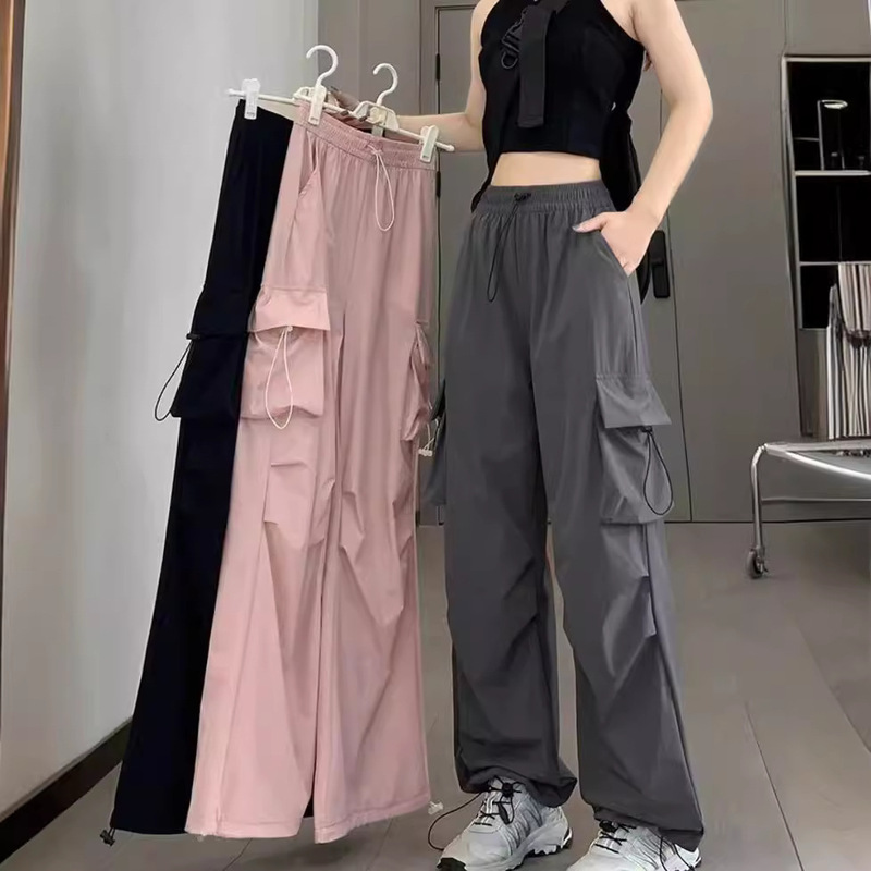 Spring and summer casual thin overalls for women with high waist and drape, versatile slimming design, large size quick-drying trousers for girls
