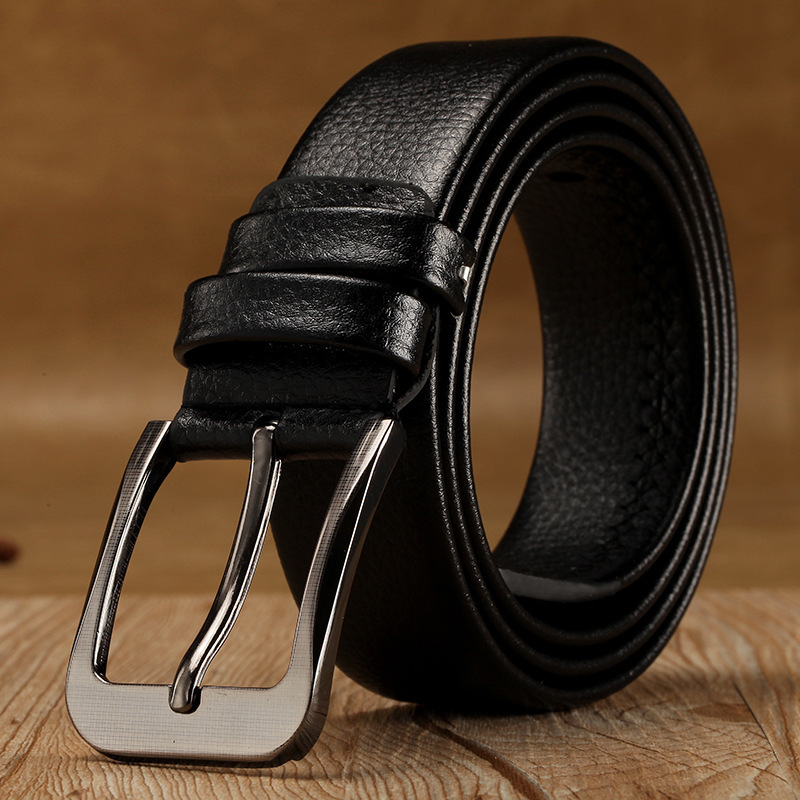 Belt men's pin buckle hemming young and middle-aged double bag belt men's trouser belt casual business