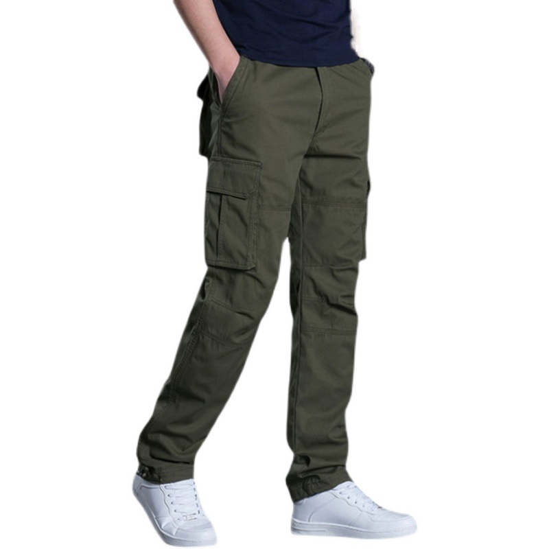 Overseas overalls men's casual work clothes labor protection wear-resistant straight loose spring and autumn casual pants with multiple pockets