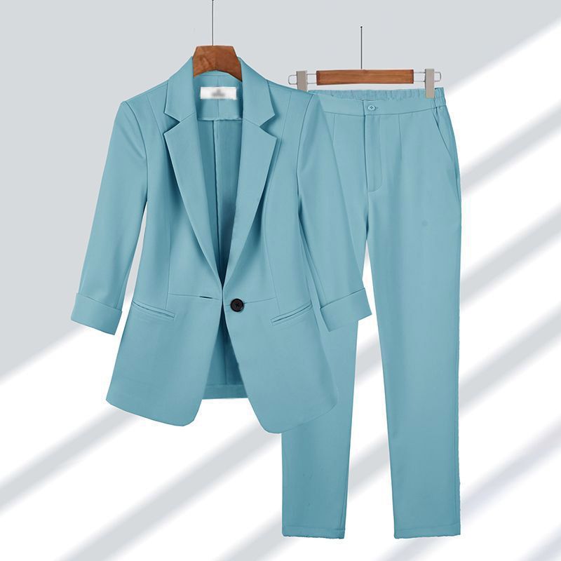 Professional suit for women 2024 new style simple solid color large size suit temperament slim suit two-piece suit