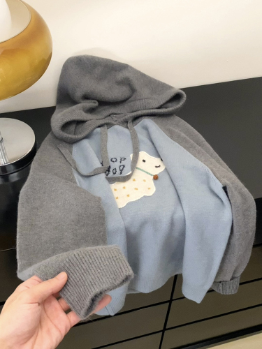 Autumn and winter Korean cartoon three-dimensional puppy hooded sweater large size loose flesh-covering lazy sweater jacket for women thickened