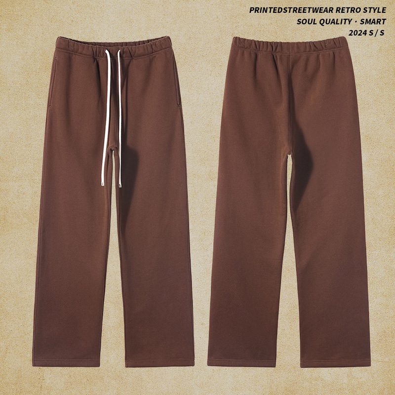 2024 new product plus velvet and thickened loose sports casual trousers for men 350g straight American trendy brand pure men's sweatpants